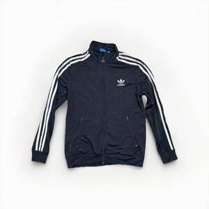 ADIDAS Womens Graphic Tracksuit Top Jacket Large Black Polyester